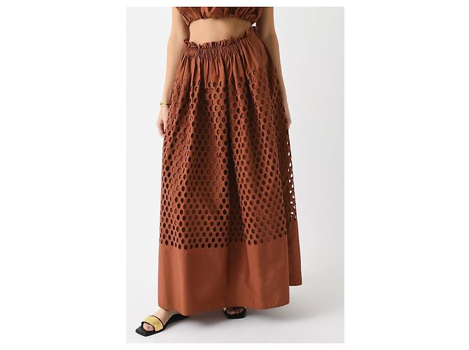 A.L.C. Falda midi de algodón calado marrón Castaño - vista 5
