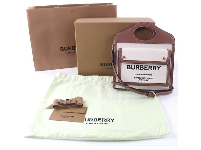 Borsa a tracolla 2way in tela di cotone e pelle Burberry Pocket Marrone - vista 2