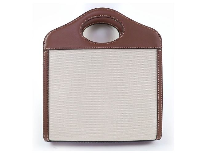 Borsa a tracolla 2way in tela di cotone e pelle Burberry Pocket Marrone - vista 3