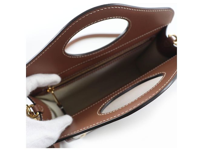 Borsa a tracolla 2way in tela di cotone e pelle Burberry Pocket Marrone - vista 8