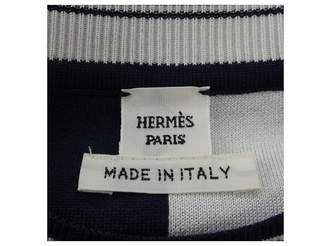 Hermès Vestido de mezcla de seda Hermes Negro Blanco - vista 5