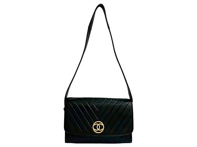 Borsa a tracolla Chanel in agnello Nero - vista 2
