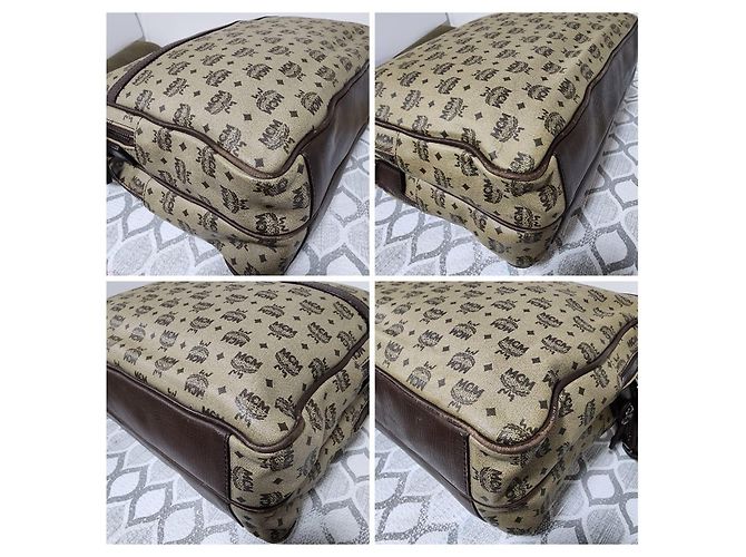 Borsa Messenger/a Tracolla in PVC Canvas e Pelle Visetos Monogram MCM Beige/Marrone - vista 11