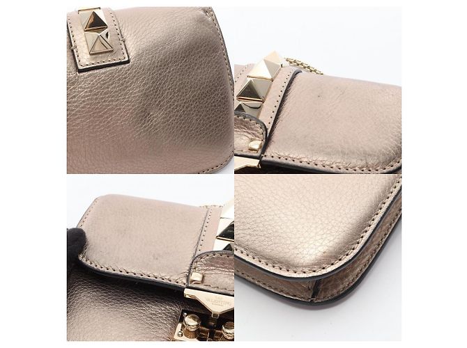 Borsa a tracolla in pelle Valentino Rockstud D'oro - vista 10
