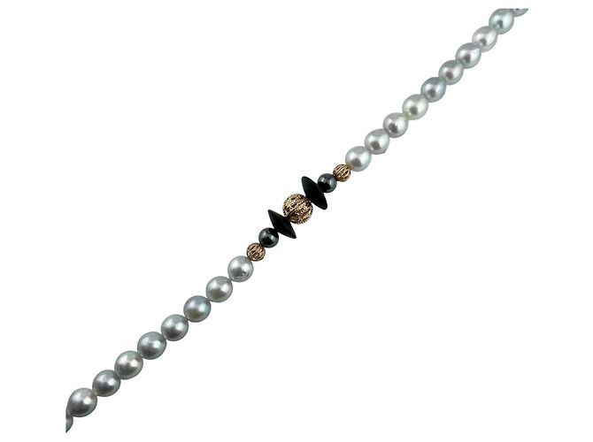 Autre Marque Collana con perle e hematite Au750 D'oro - vista 3