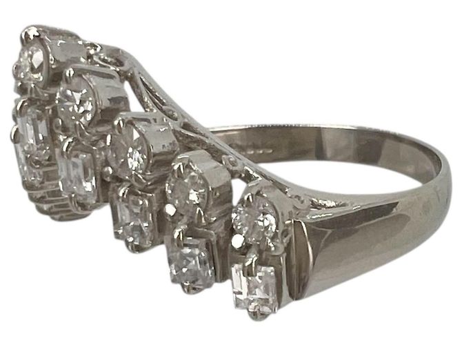 Autre Marque V-Form Pt900 Platin Diamantring Silber - Ansicht 10