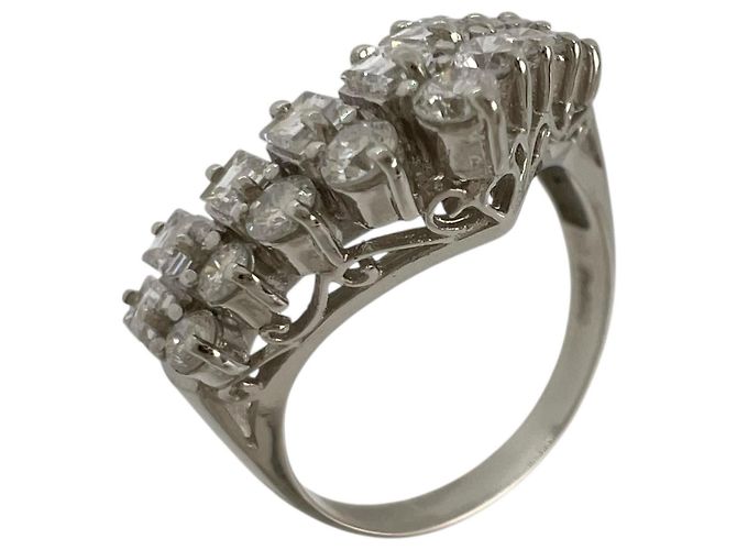 Autre Marque V-Form Pt900 Platin Diamantring Silber - Ansicht 2