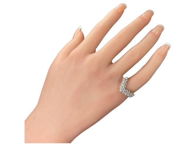 Autre Marque V-Form Pt900 Platin Diamantring Silber - Ansicht 3