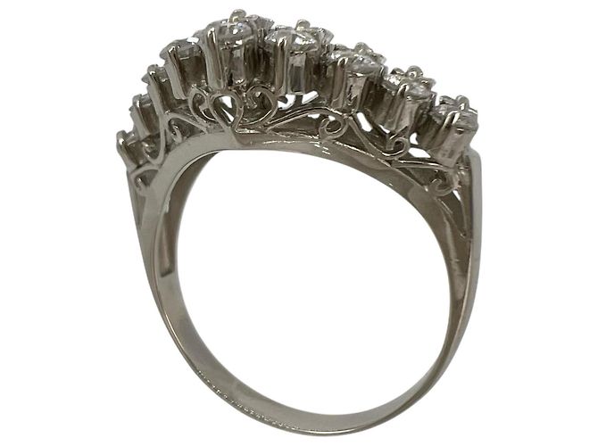 Autre Marque V-Form Pt900 Platin Diamantring Silber - Ansicht 4