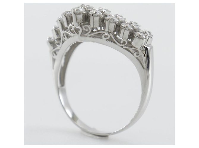Autre Marque V-Form Pt900 Platin Diamantring Silber - Ansicht 5