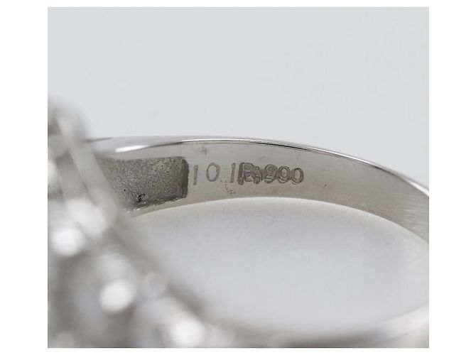 Autre Marque V-Form Pt900 Platin Diamantring Silber - Ansicht 9