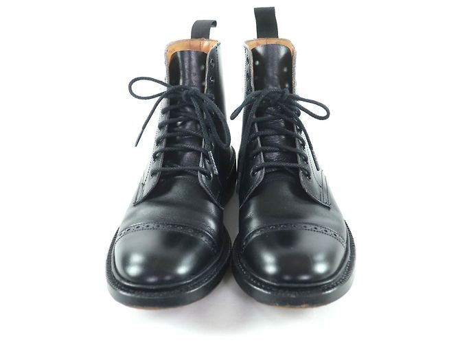 Autre Marque Stivaletti corti in pelle nera Tricker's Nero - vista 3