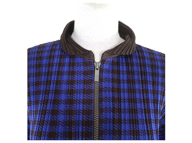 Issey Miyake PLEATS PLEASE Jacket Polyester Jacket Brown Blue - view 4