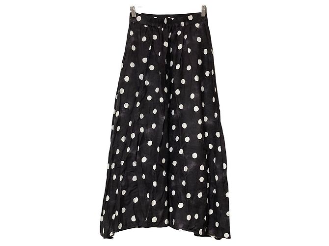 Autre Marque Falda larga de mezcla de lino Simplicite Negro - vista 3