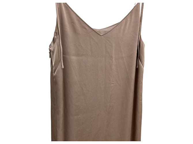 Autre Marque Vestido de alcinha em cetim Noble Luna Bege - vista 2