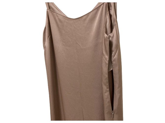 Autre Marque Vestido de alcinha em cetim Noble Luna Bege - vista 4