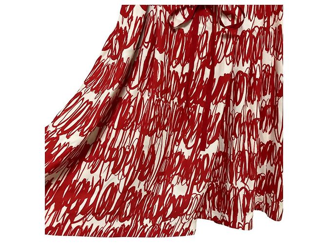 Autre Marque Falda midi evasé de seda Drawer Roja - vista 3