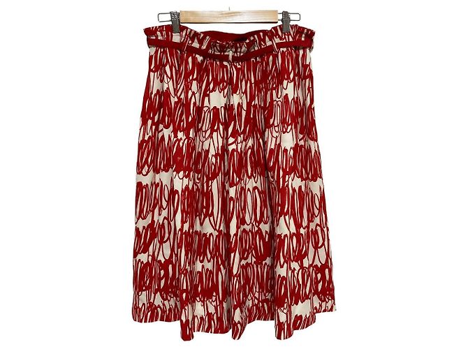 Autre Marque Falda midi evasé de seda Drawer Roja - vista 4