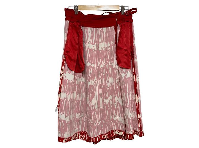 Autre Marque Falda midi evasé de seda Drawer Roja - vista 5