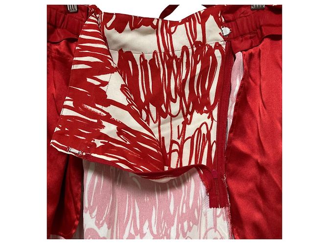 Autre Marque Falda midi evasé de seda Drawer Roja - vista 6