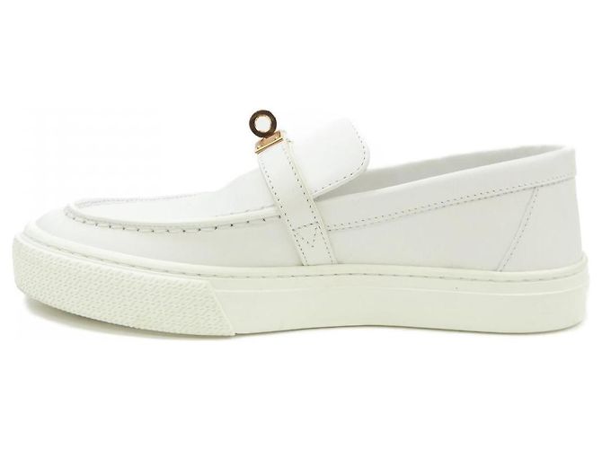 Hermès Hermes 231017Z Kalbsleder Schuhe Weiß - Ansicht 2