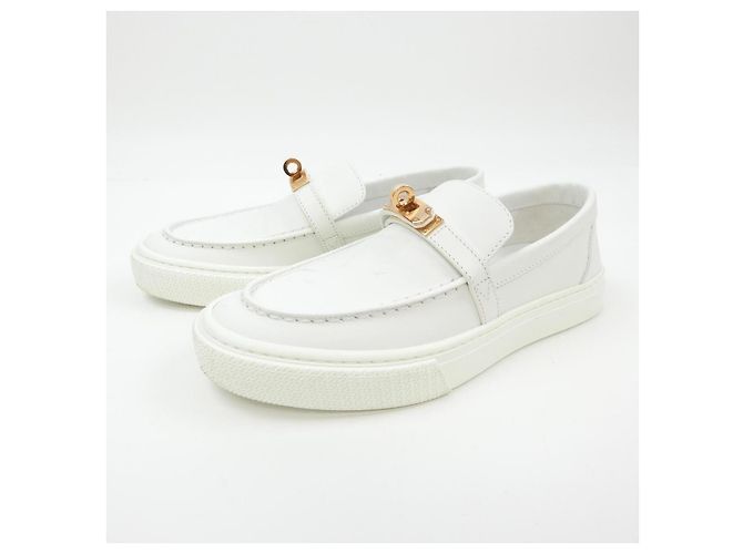 Hermès Hermes 231017Z Kalbsleder Schuhe Weiß - Ansicht 3