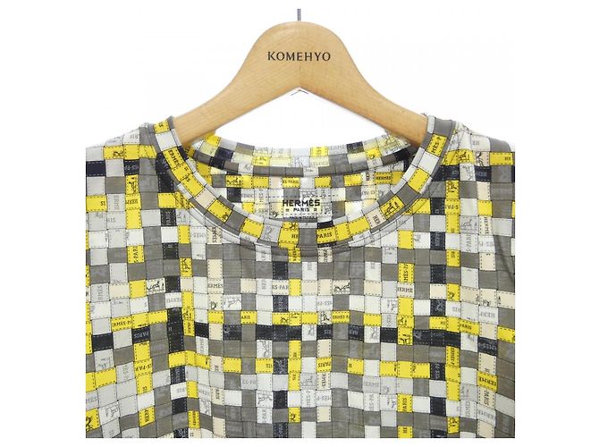 Hermès Camiseta Hermes Castaño Negro Blanco Amarillo - vista 5