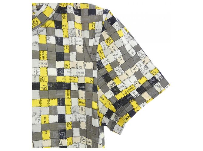 Hermès Camiseta Hermes Castaño Negro Blanco Amarillo - vista 6