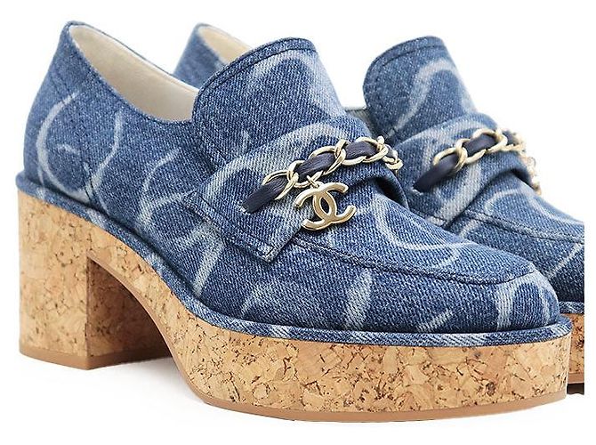 Mocassini in denim Chanel Blu - vista 13