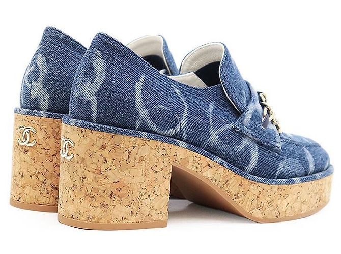 Mocassini in denim Chanel Blu - vista 15