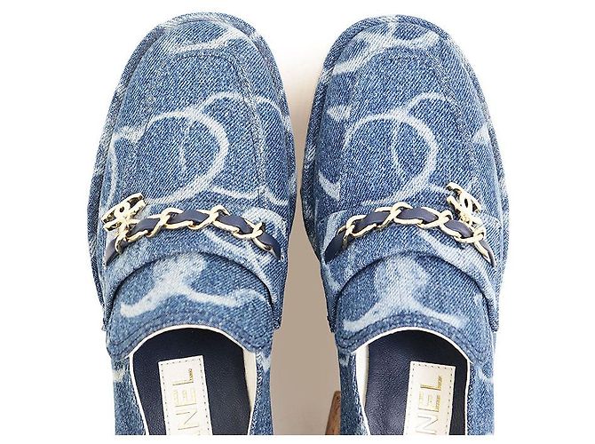 Mocassini in denim Chanel Blu - vista 16