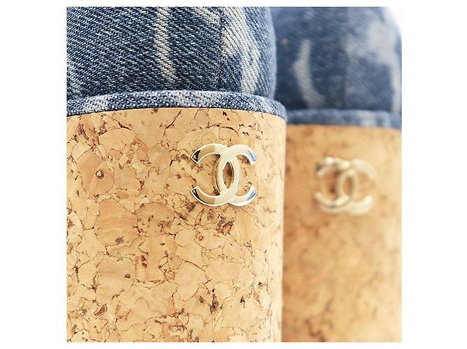 Mocassini in denim Chanel Blu - vista 6