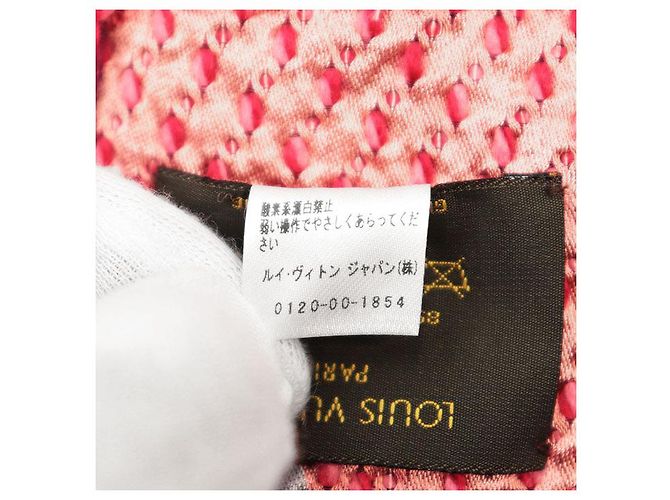 Sciarpa Louis Vuitton Logomania Monogram in lana e seta Rosa - vista 10