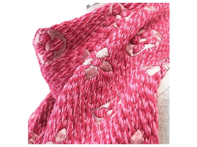 Sciarpa Louis Vuitton Logomania Monogram in lana e seta Rosa - vista 3