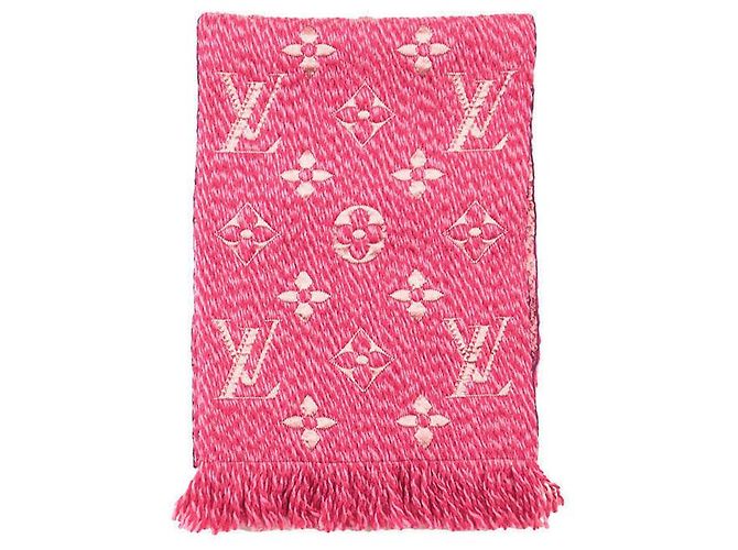 Sciarpa Louis Vuitton Logomania Monogram in lana e seta Rosa - vista 4