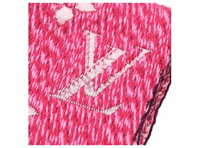Sciarpa Louis Vuitton Logomania Monogram in lana e seta Rosa - vista 5