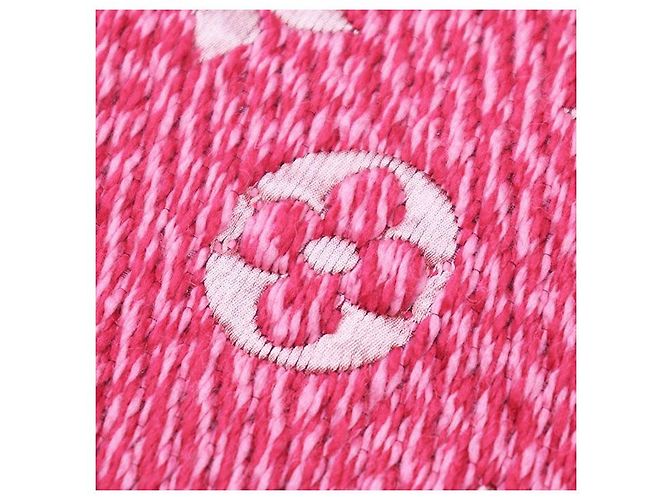Sciarpa Louis Vuitton Logomania Monogram in lana e seta Rosa - vista 6