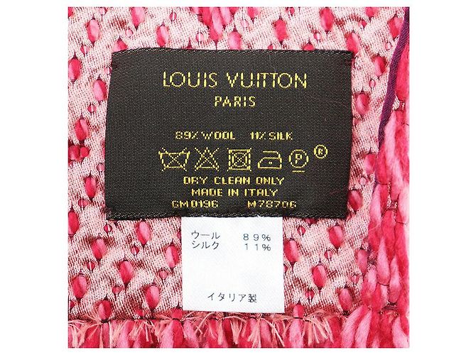 Sciarpa Louis Vuitton Logomania Monogram in lana e seta Rosa - vista 9