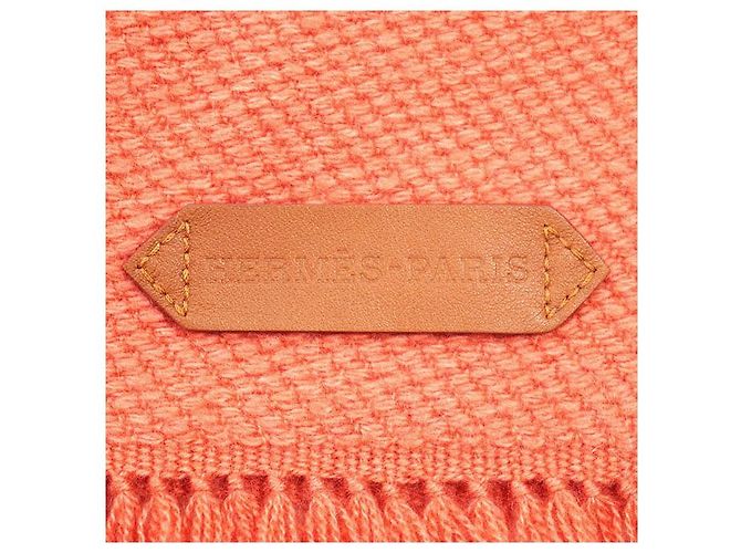 Hermès Sciarpa Hermes Grand Chevron in cashmere Arancione - vista 3