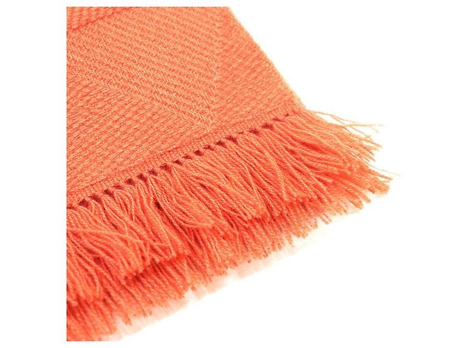 Hermès Sciarpa Hermes Grand Chevron in cashmere Arancione - vista 6