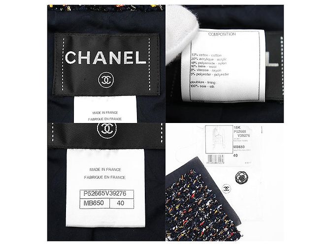 Giacca in Tweed Fantasy Chanel P52665 Blu Multicolore Blu navy - vista 10