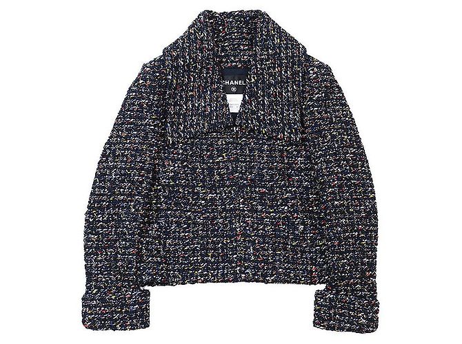 Giacca in Tweed Fantasy Chanel P52665 Blu Multicolore Blu navy - vista 11