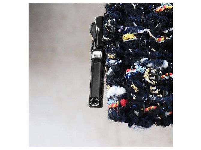 Giacca in Tweed Fantasy Chanel P52665 Blu Multicolore Blu navy - vista 3