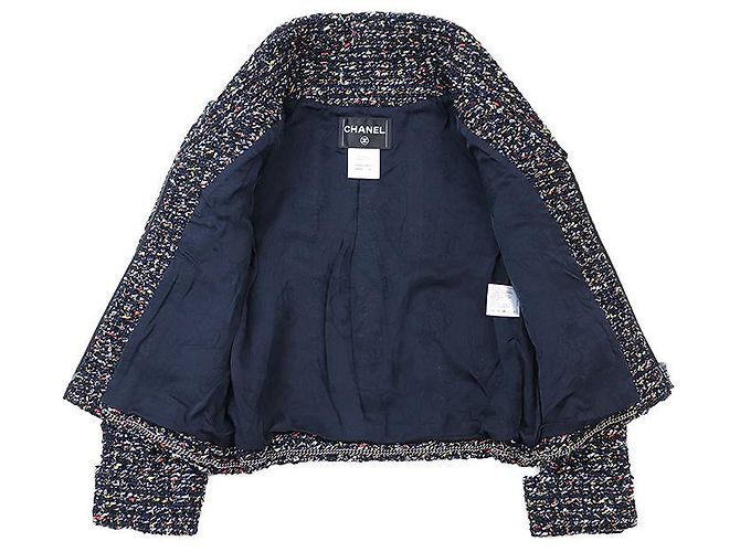 Giacca in Tweed Fantasy Chanel P52665 Blu Multicolore Blu navy - vista 7