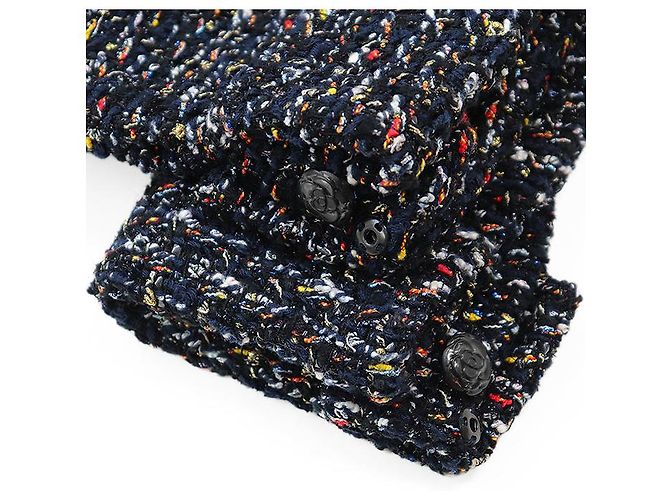 Giacca in Tweed Fantasy Chanel P52665 Blu Multicolore Blu navy - vista 8