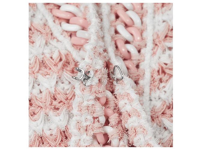 Chanel P58578 Cárdigan de mezcla de algodón y tweed Rosa Blanco - vista 11