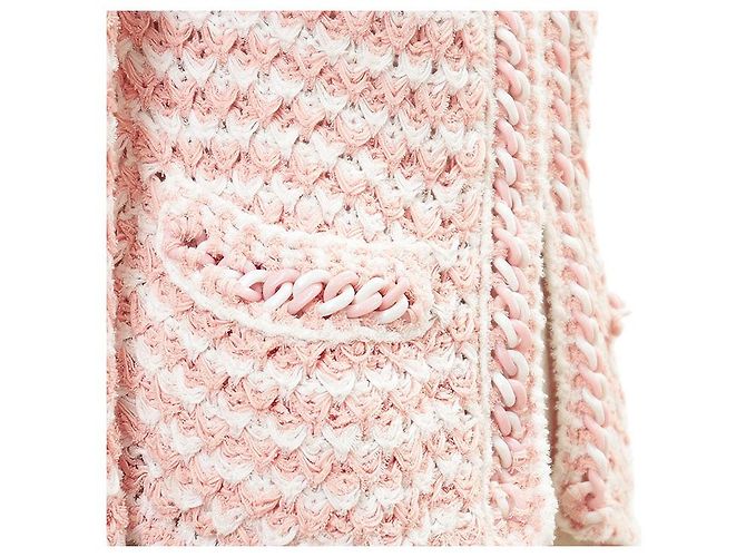 Chanel P58578 Cárdigan de mezcla de algodón y tweed Rosa Blanco - vista 12