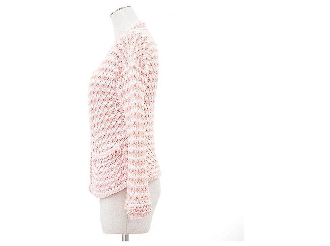 Chanel P58578 Cárdigan de mezcla de algodón y tweed Rosa Blanco - vista 14