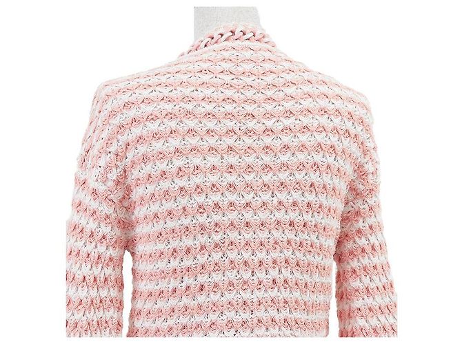Chanel P58578 Cárdigan de mezcla de algodón y tweed Rosa Blanco - vista 15