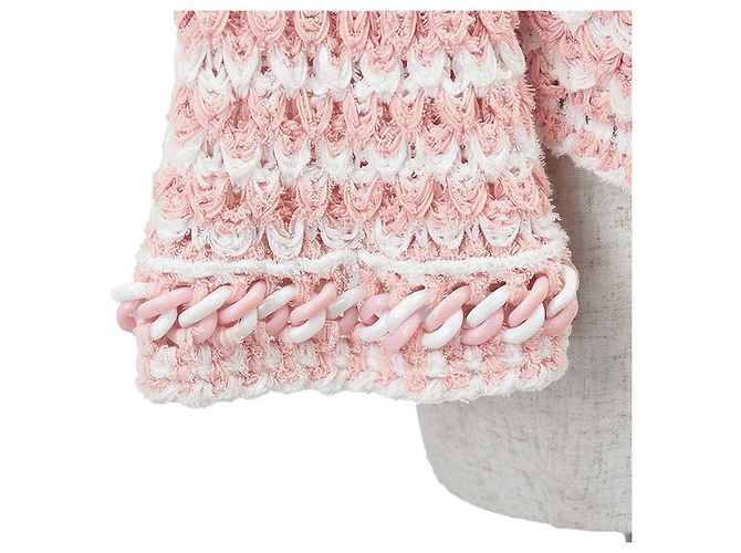 Chanel P58578 Cárdigan de mezcla de algodón y tweed Rosa Blanco - vista 16
